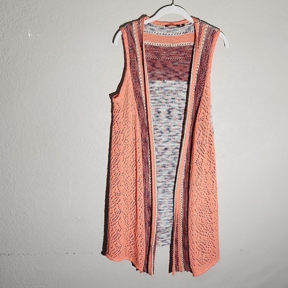 Hannah Vest Cardigan Womens Size S Long Crochet Knit Western Boho Y2K